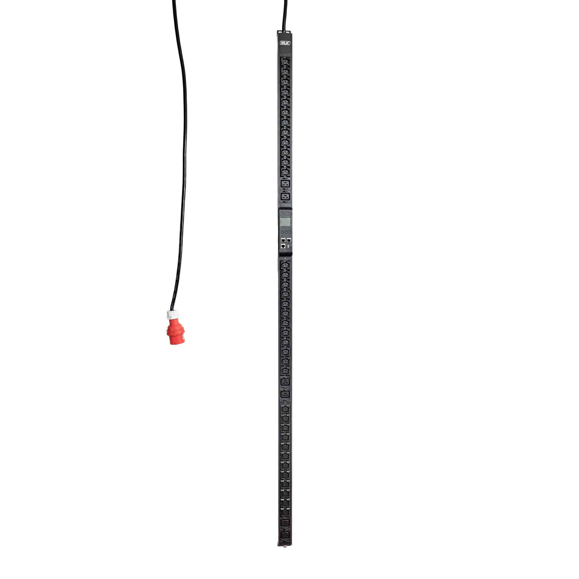 Блок розеток вертикальный с мониторингом и фиксацией кабеля (LC) МиК (PDU) MIK-2G-0U-16A-400-36-C13(LC)-6-C19(LC)-IEC309-16-3-N-M