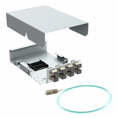 Кросс оптический настенный LANMIR укомплектованный 4 розетки SC/UPC 4 порта MM 50/125 OM3 1U серый